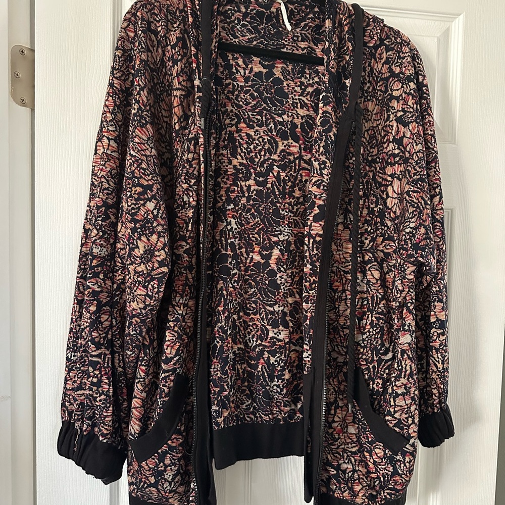 Free People Field of Flower Zip Up Sweater